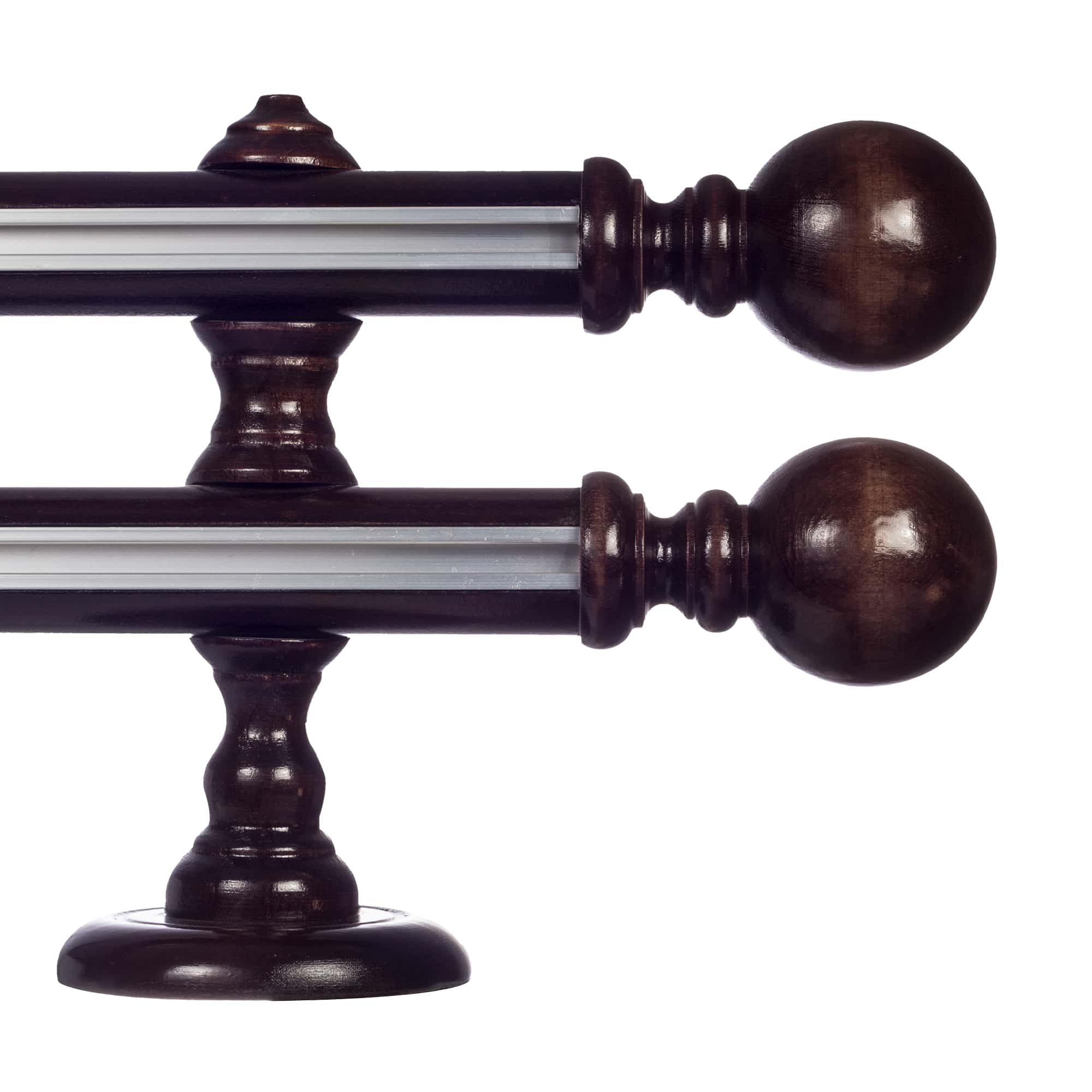 Galerie lemn perdea  Globo Double 35mm cu aluminiu Wenge